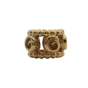 Retired Pandora Solid 14kt Yellow Gold Row of Roses Spacer Charm (2)